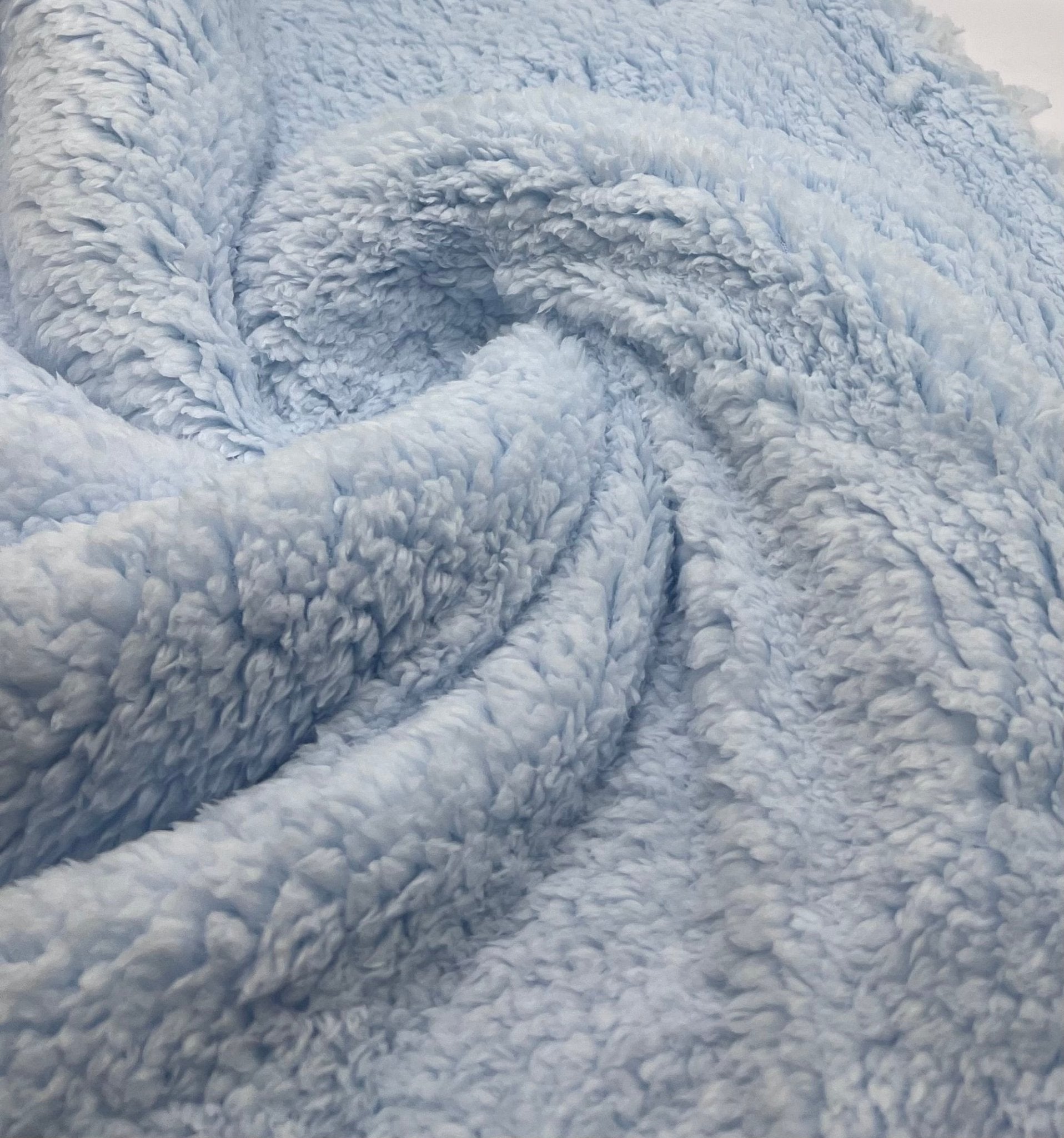 Baby Blue Sherpa Fleece Fluffy Borg Faux Fur Fabric - T9 Fabrics